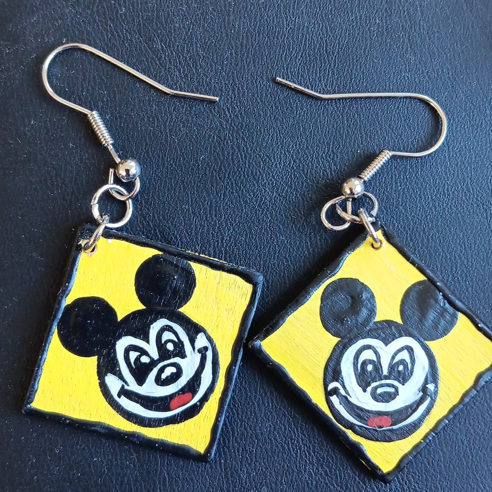 Handpainted Mickey Mouse earrings